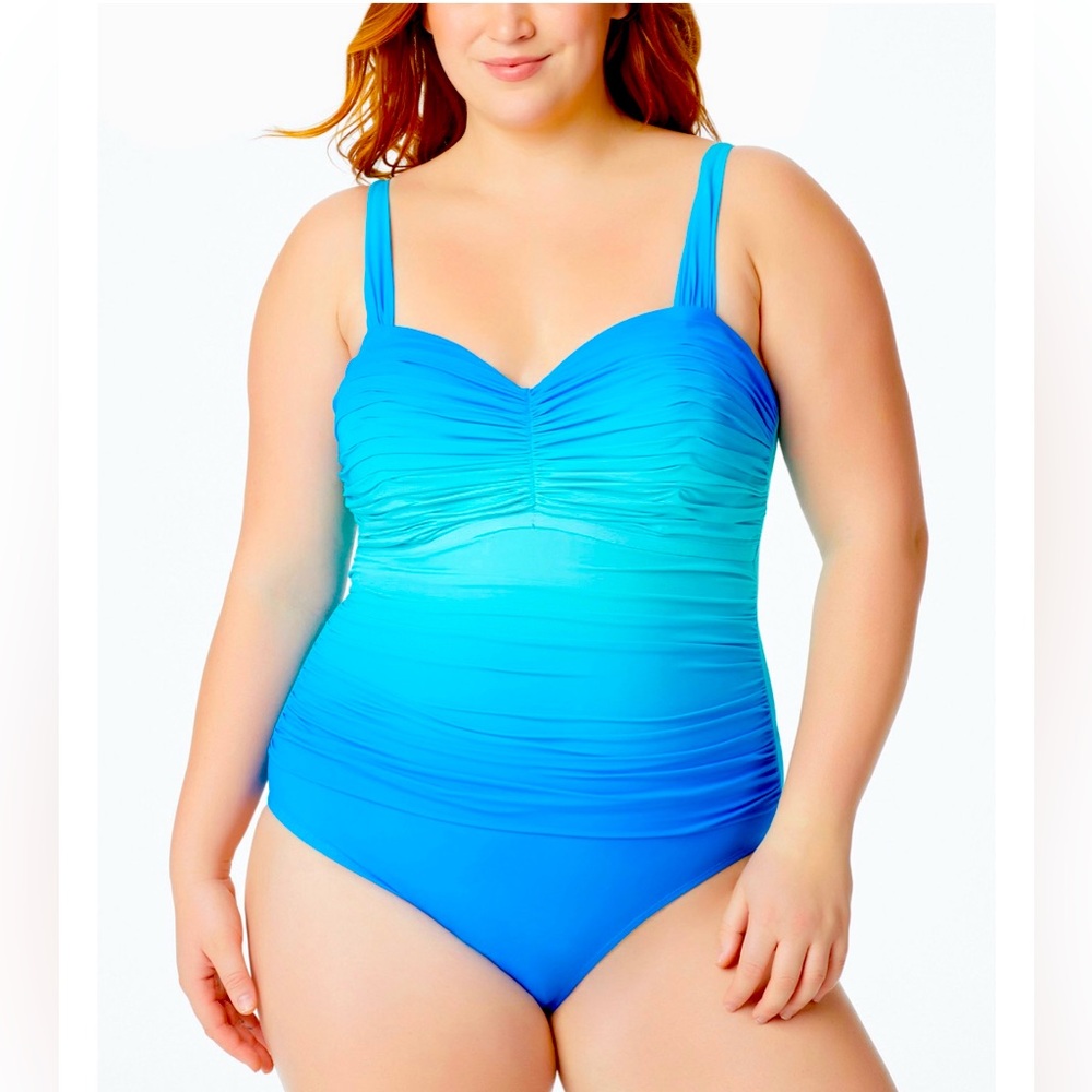 🆕 Women's Plus Size One piece Swimsuit Bleu by Rod Beattie swimwear